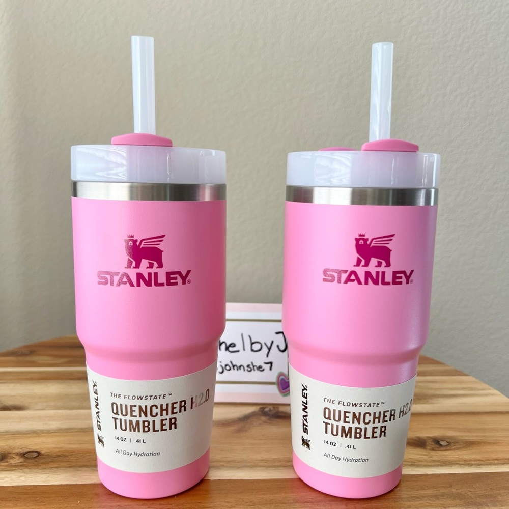 SET of Two Brand New Stanley 14oz Flowstate Quencher Tumblers in pink PEONY